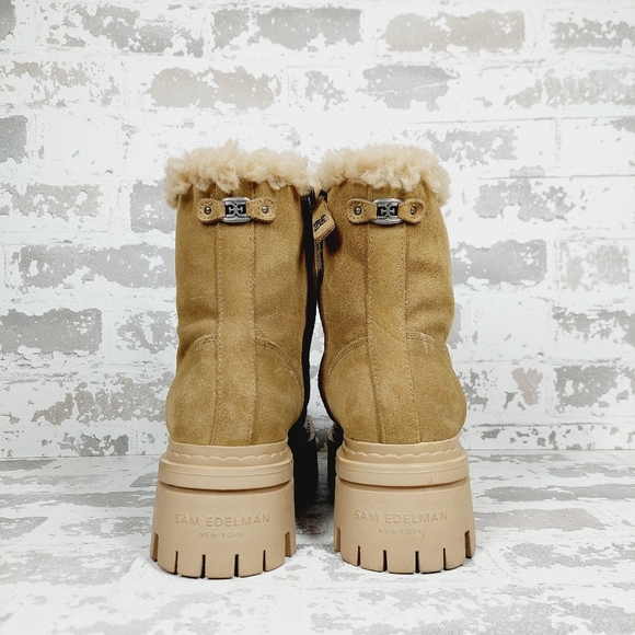 NEW Sam Edelman Kyler 2 Faux Shearling Platform Lace Up Ankle Bootie T76 - Picture 6 of 11